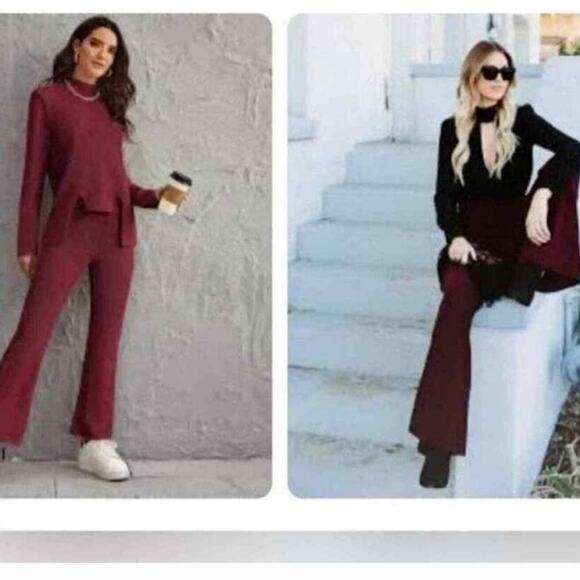 Revolve n: PHILANTHROPY NWT Reign Wine Red Pocketed Ribbed Wide Bootcut Pants XS - Picture 7 of 12